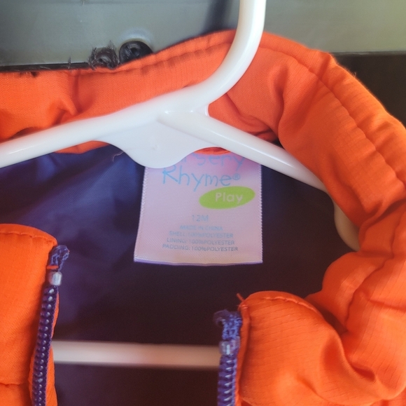 Orange and blue 12mo winter vest with pockets - Picture 3 of 3